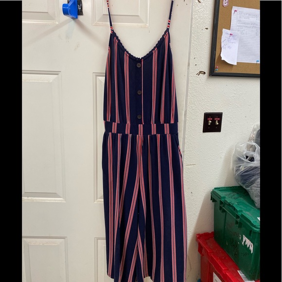 Dresses & Skirts - Navy/red striped sleeveless romper